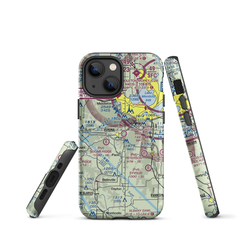 Verona Airport (W19) VFR Sectional  Tough iPhone Case iPhone 13 mini model shown