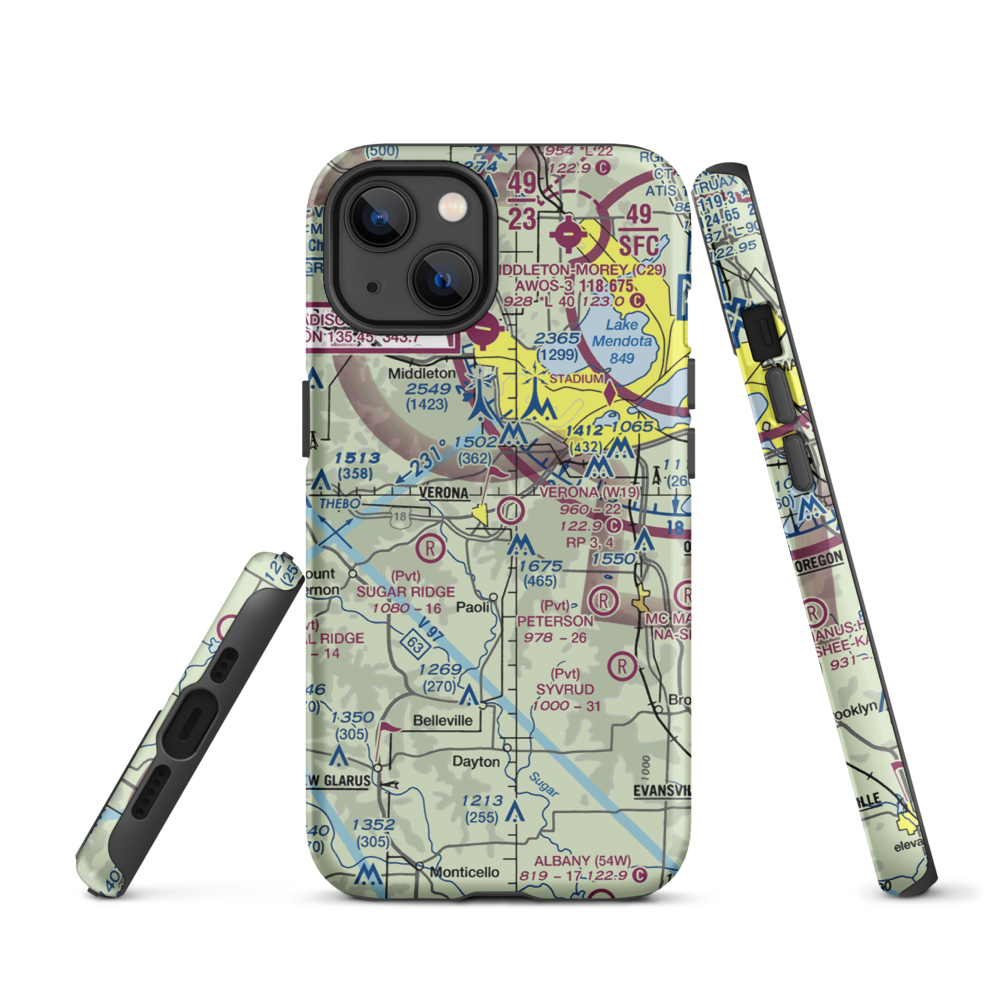 Verona Airport (W19) VFR Sectional  Tough iPhone Case iPhone 13 model shown
