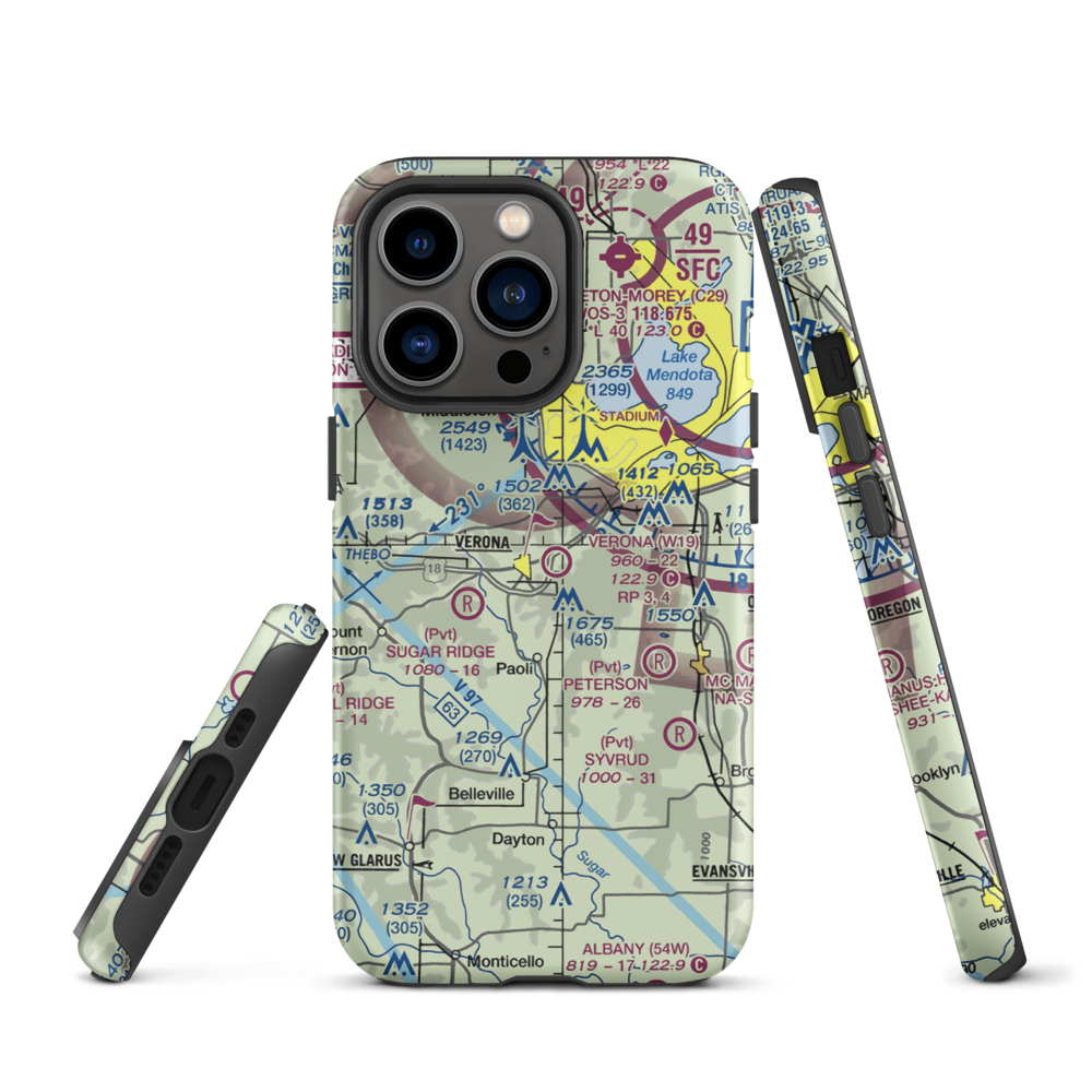 Verona Airport (W19) VFR Sectional  Tough iPhone Case iPhone 13 Pro model shown