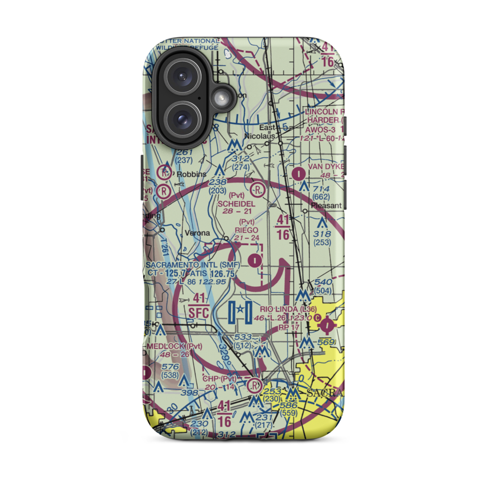 Vestal Strip (CA59) VFR Sectional  Tough iPhone Case iPhone 16 Plus model shown