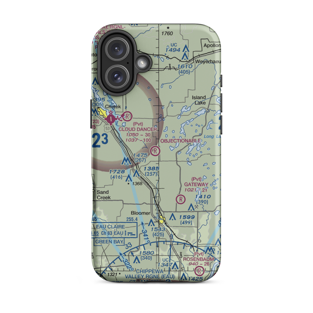 Vetterkind Strip (73WI) VFR Sectional  Tough iPhone Case iPhone 16 Plus model shown