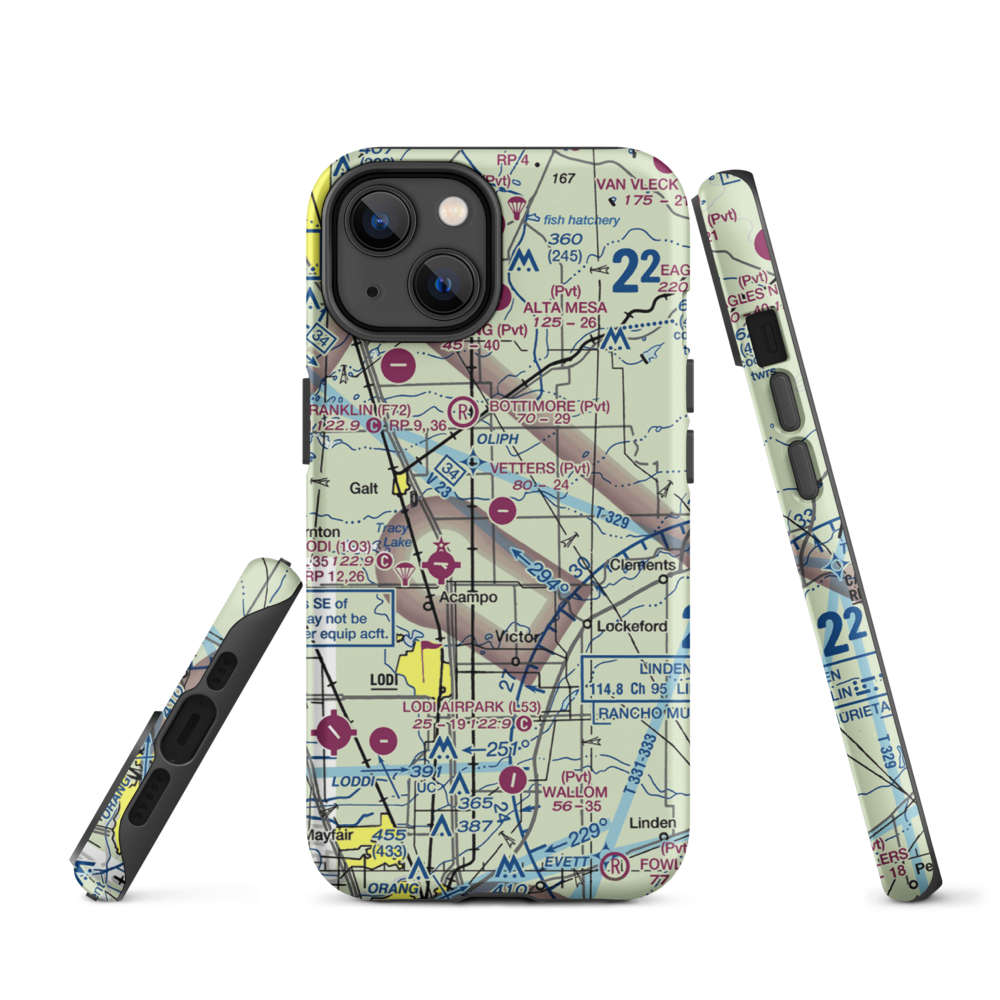 Vetters Sky Ranch Airport (51CL) VFR Sectional  Tough iPhone Case iPhone 14 model shown
