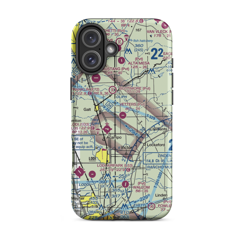 Vetters Sky Ranch Airport (51CL) VFR Sectional  Tough iPhone Case iPhone 16 Plus model shown