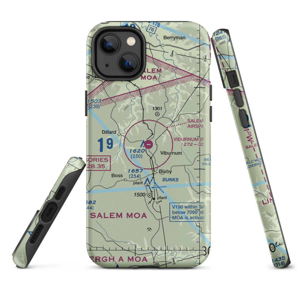 Viburnum Airport (MO84) VFR Sectional  Tough iPhone Case iPhone 14 Plus model shown