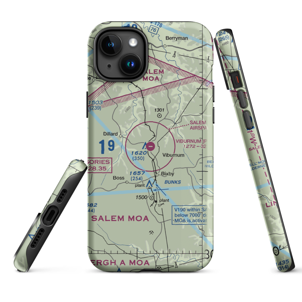 Viburnum Airport (MO84) VFR Sectional  Tough iPhone Case iPhone 15 Plus model shown
