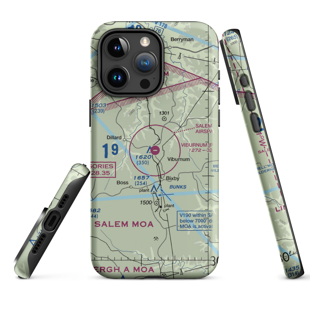 Viburnum Airport (MO84) VFR Sectional  Tough iPhone Case iPhone 15 Pro Max model shown