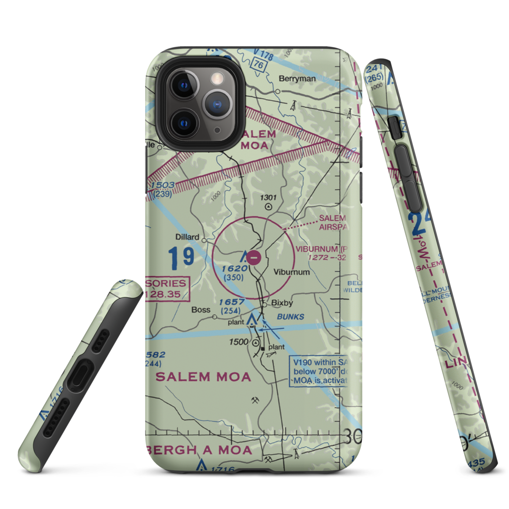 Viburnum Airport (MO84) VFR Sectional  Tough iPhone Case iPhone 11 Pro Max model shown