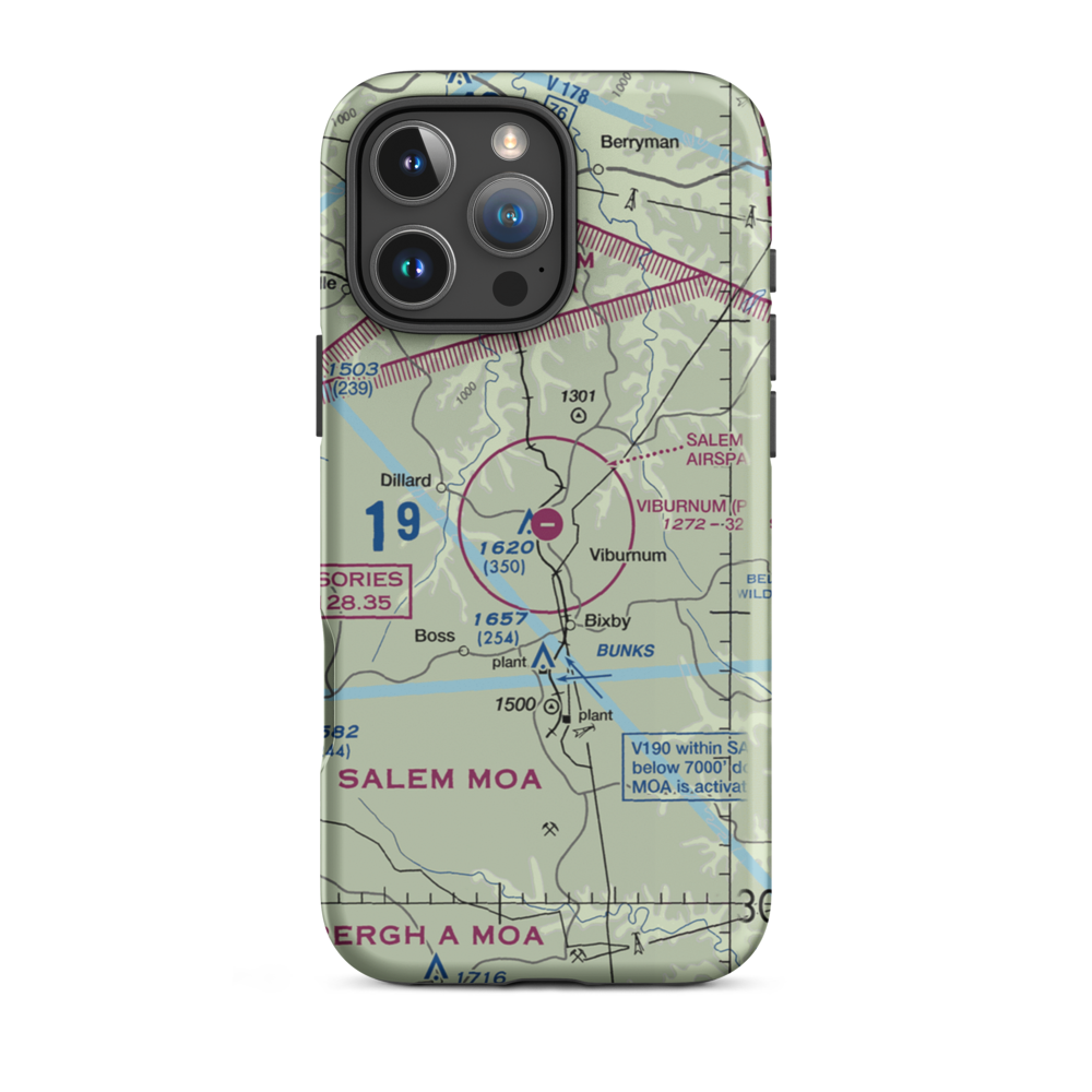Viburnum Airport (MO84) VFR Sectional  Tough iPhone Case iPhone 16 Pro Max model shown