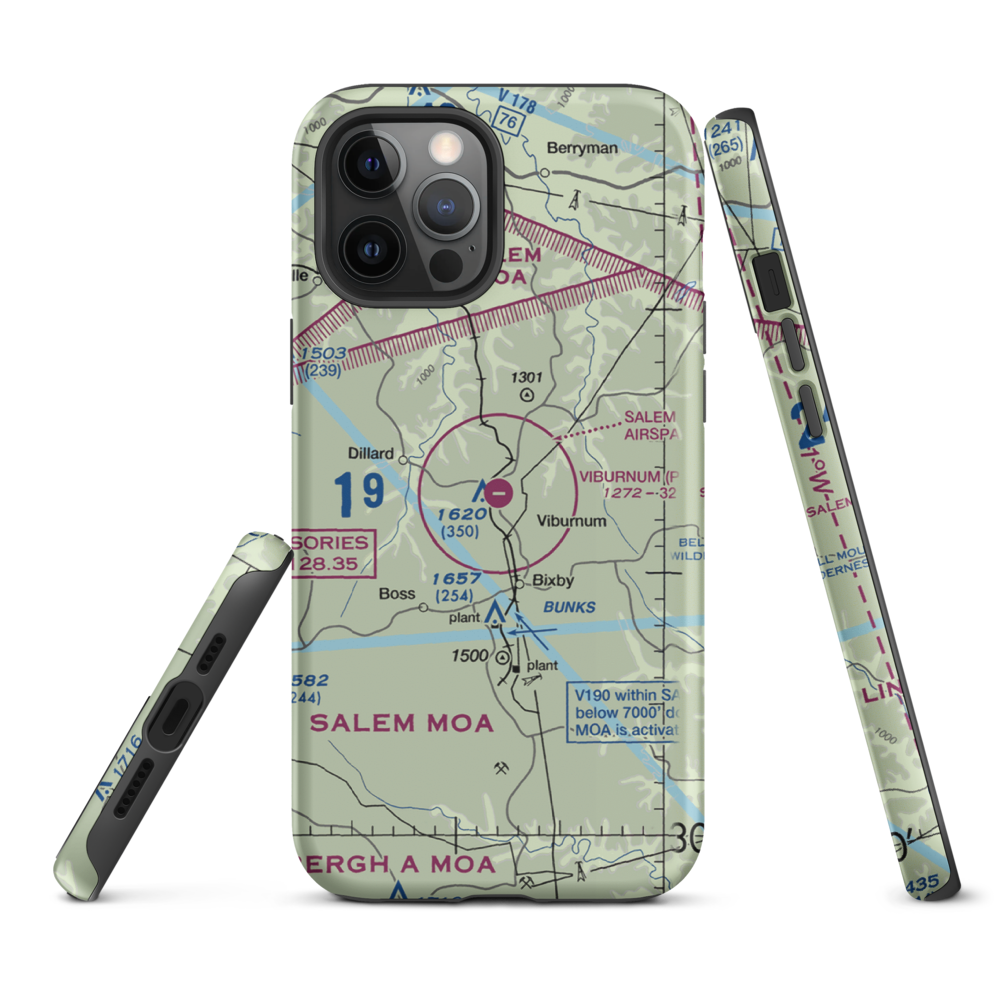 Viburnum Airport (MO84) VFR Sectional  Tough iPhone Case iPhone 12 Pro Max model shown