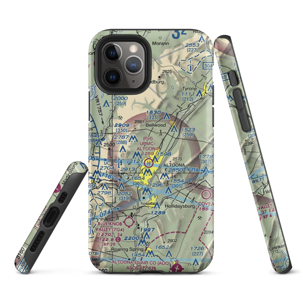 Vicars Private Airport (PS15) VFR Sectional  Tough iPhone Case iPhone 11 Pro model shown
