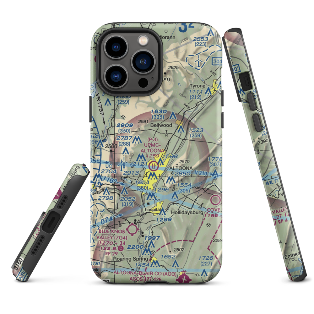 Vicars Private Airport (PS15) VFR Sectional  Tough iPhone Case iPhone 13 Pro Max model shown