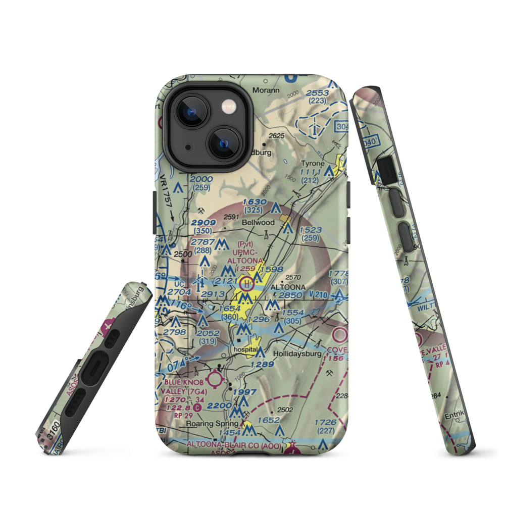 Vicars Private Airport (PS15) VFR Sectional  Tough iPhone Case iPhone 14 model shown