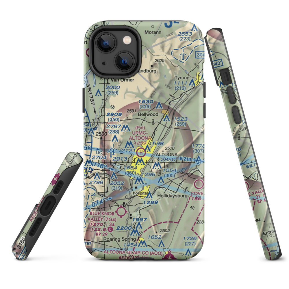 Vicars Private Airport (PS15) VFR Sectional  Tough iPhone Case iPhone 14 Plus model shown