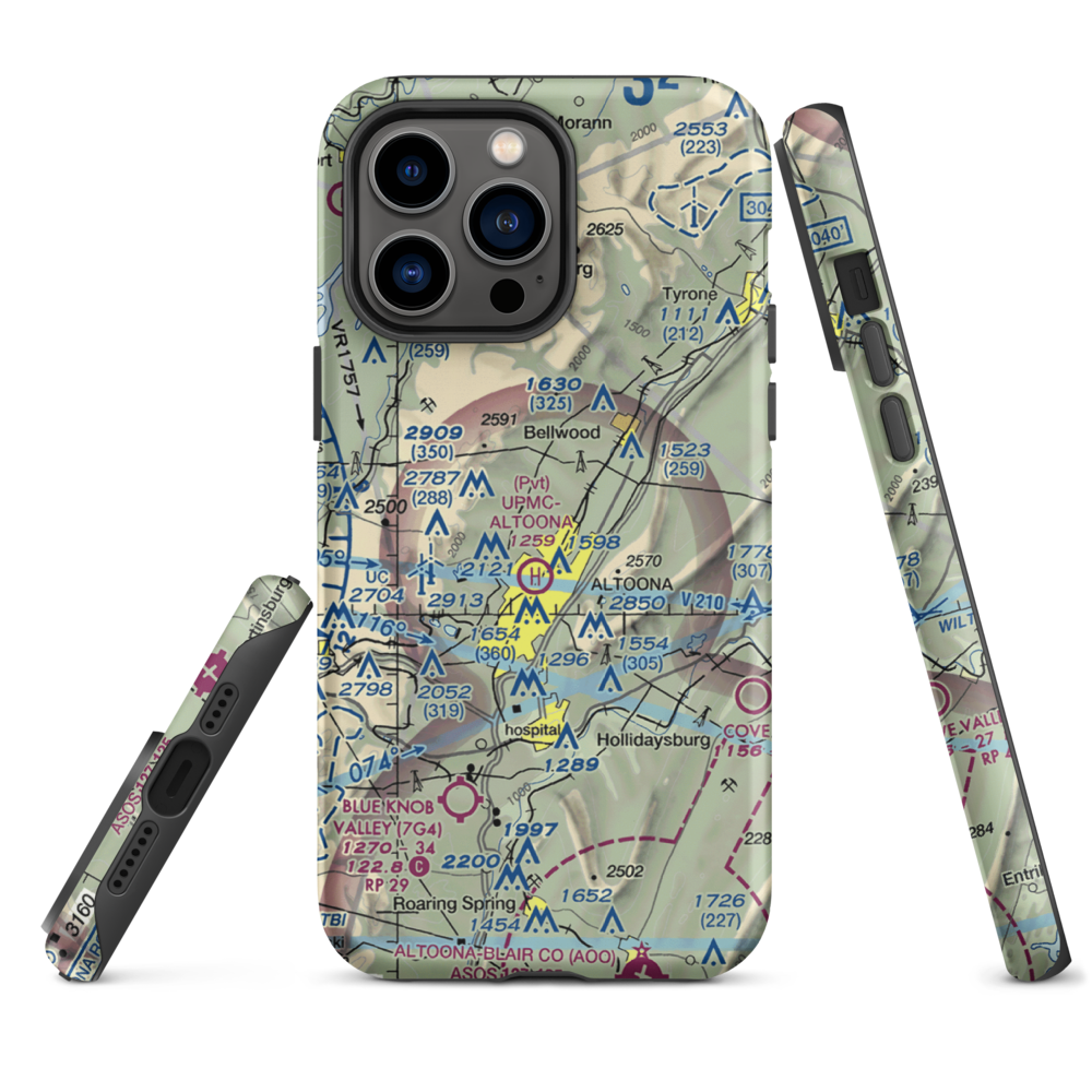 Vicars Private Airport (PS15) VFR Sectional  Tough iPhone Case iPhone 14 Pro Max model shown