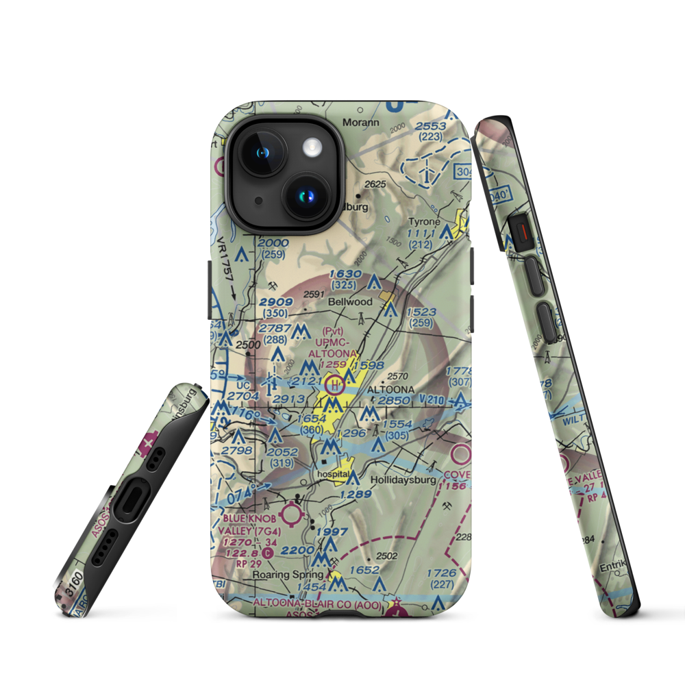 Vicars Private Airport (PS15) VFR Sectional  Tough iPhone Case iPhone 15 model shown