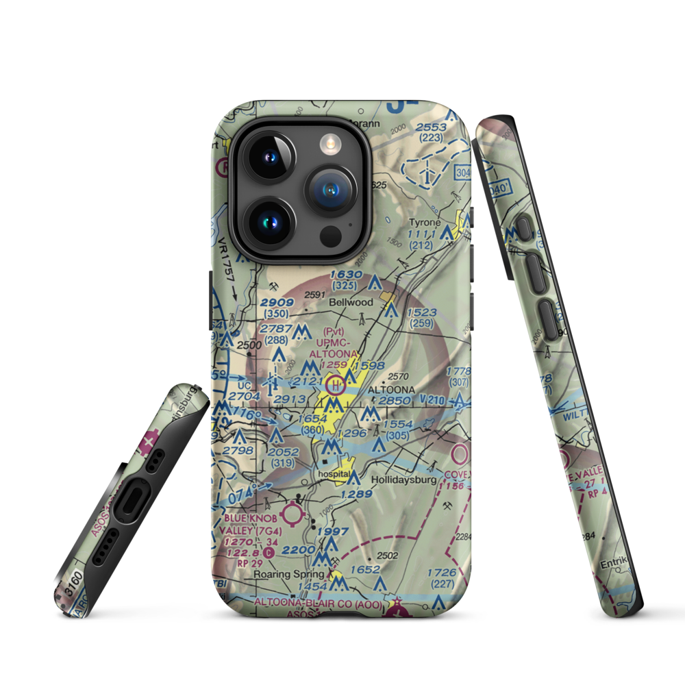 Vicars Private Airport (PS15) VFR Sectional  Tough iPhone Case iPhone 15 Pro model shown