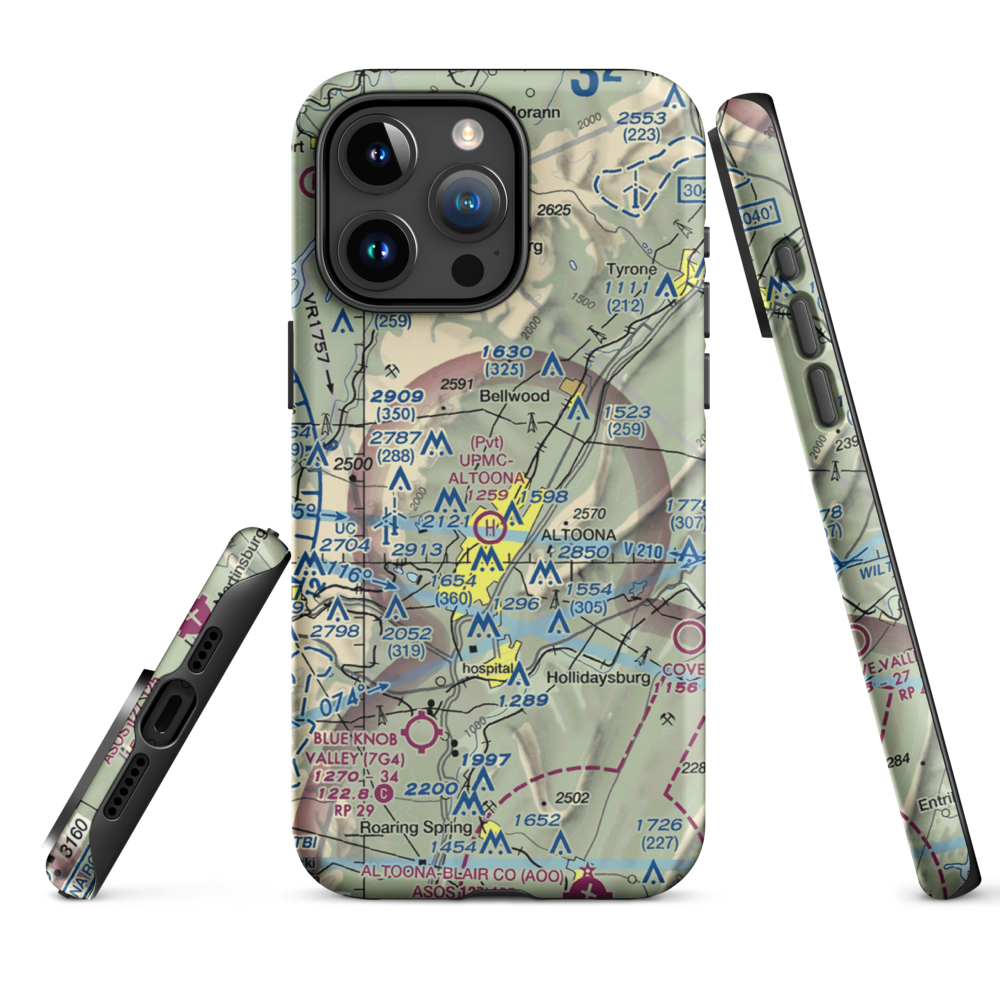 Vicars Private Airport (PS15) VFR Sectional  Tough iPhone Case iPhone 15 Pro Max model shown