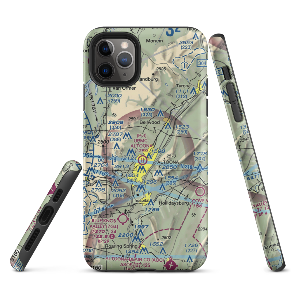 Vicars Private Airport (PS15) VFR Sectional  Tough iPhone Case iPhone 11 Pro Max model shown