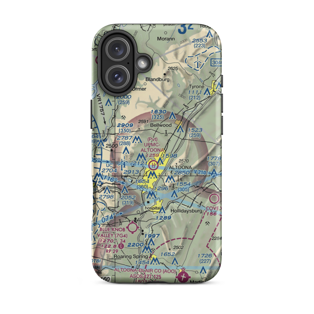 Vicars Private Airport (PS15) VFR Sectional  Tough iPhone Case iPhone 16 Plus model shown