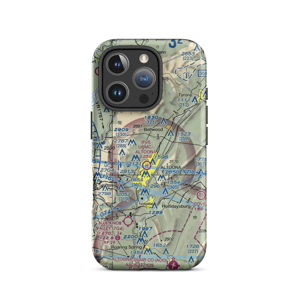 Vicars Private Airport (PS15) VFR Sectional  Tough iPhone Case iPhone 16 Pro model shown