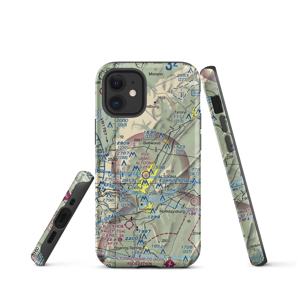 Vicars Private Airport (PS15) VFR Sectional  Tough iPhone Case iPhone 12 mini model shown