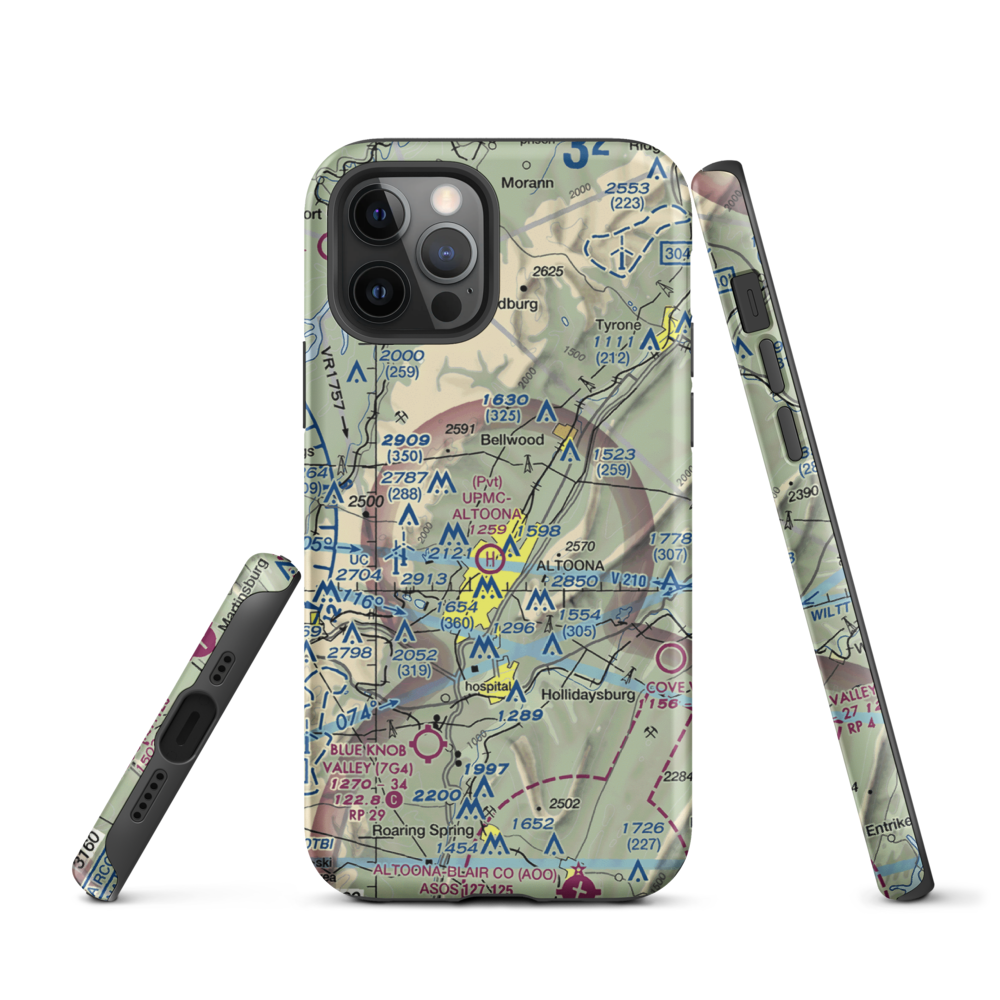 Vicars Private Airport (PS15) VFR Sectional  Tough iPhone Case iPhone 12 Pro model shown