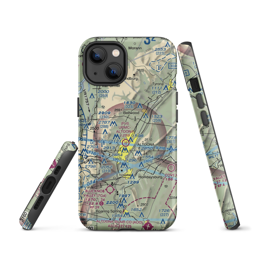 Vicars Private Airport (PS15) VFR Sectional  Tough iPhone Case iPhone 13 model shown