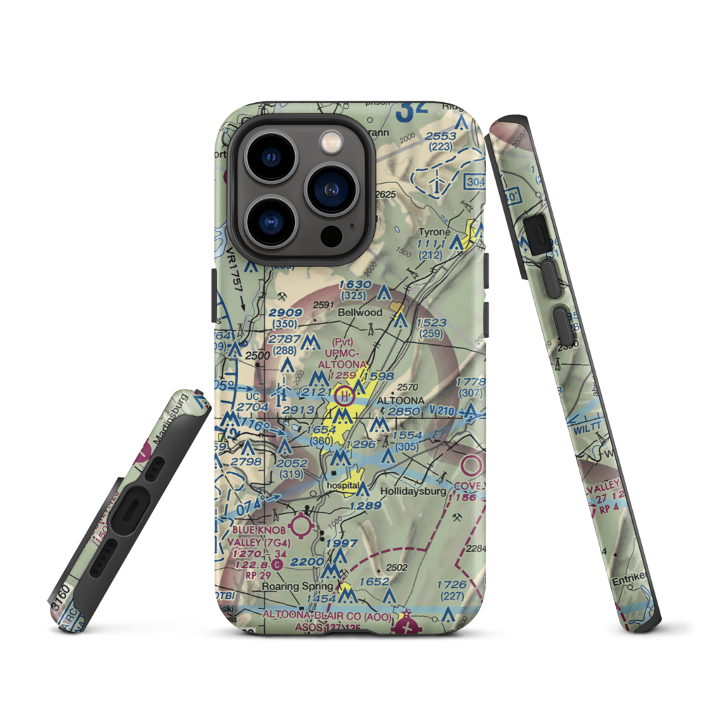 Vicars Private Airport (PS15) VFR Sectional  Tough iPhone Case iPhone 13 Pro model shown