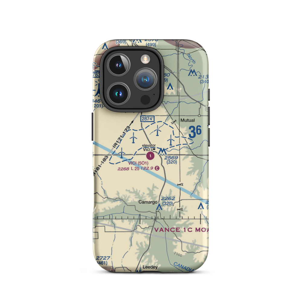 Vici Municipal Airport (5O1) VFR Sectional  Tough iPhone Case iPhone 16 Pro model shown