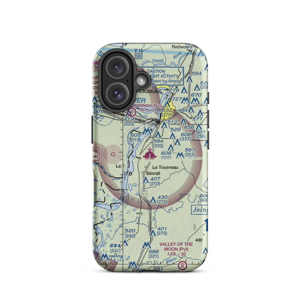 Vicksburg Municipal Airport (VKS) VFR Sectional  Tough iPhone Case iPhone 16 model shown