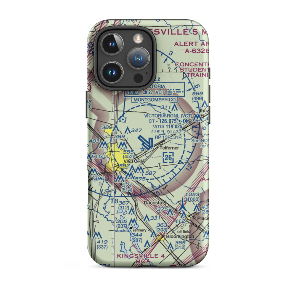 Victoria Regional Airport (VCT) VFR Sectional  Tough iPhone Case iPhone 16 Pro Max model shown