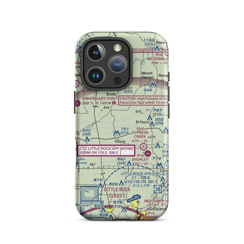 Vilonia Airport (AR25) VFR Sectional  Tough iPhone Case iPhone 16 Pro model shown
