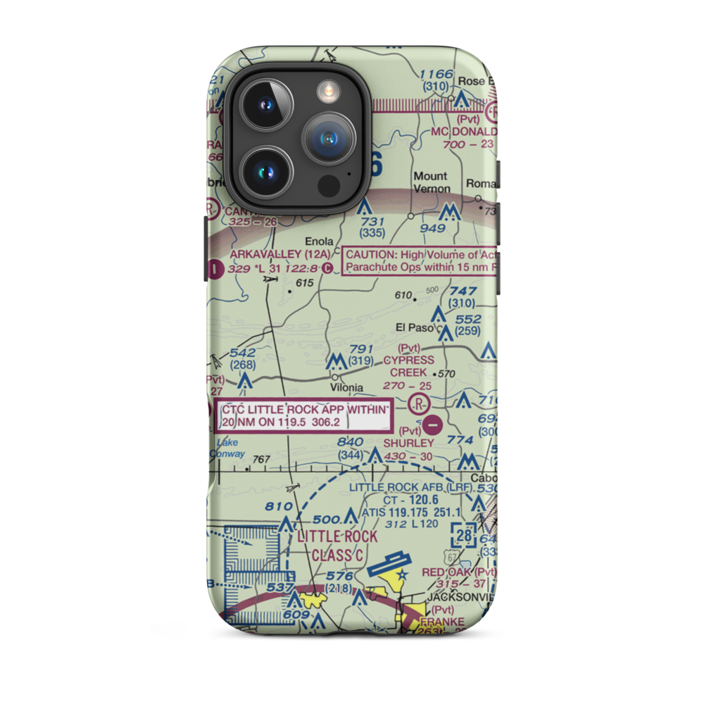 Vilonia Airport (AR25) VFR Sectional  Tough iPhone Case iPhone 16 Pro Max model shown