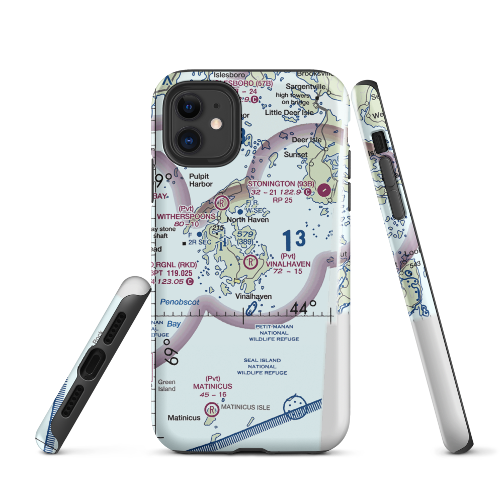 Vinalhaven Airport (ME55) VFR Sectional  Tough iPhone Case iPhone 11 model shown