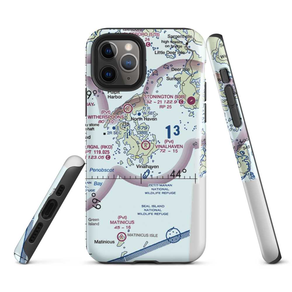 Vinalhaven Airport (ME55) VFR Sectional  Tough iPhone Case iPhone 11 Pro model shown