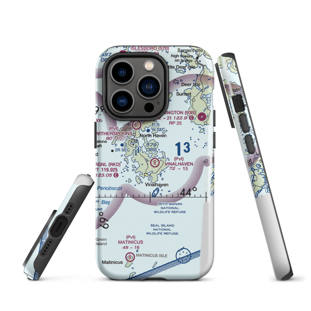 Vinalhaven Airport (ME55) VFR Sectional  Tough iPhone Case iPhone 14 Pro model shown