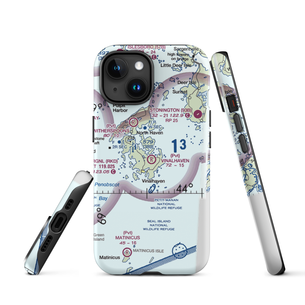 Vinalhaven Airport (ME55) VFR Sectional  Tough iPhone Case iPhone 15 model shown
