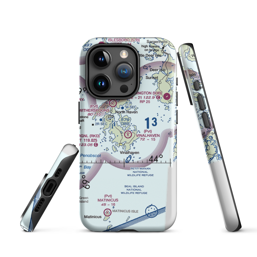 Vinalhaven Airport (ME55) VFR Sectional  Tough iPhone Case iPhone 15 Pro model shown