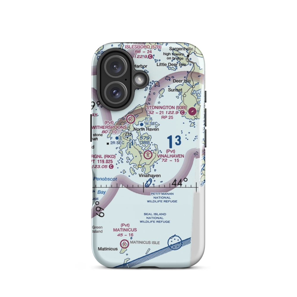 Vinalhaven Airport (ME55) VFR Sectional  Tough iPhone Case iPhone 16 model shown