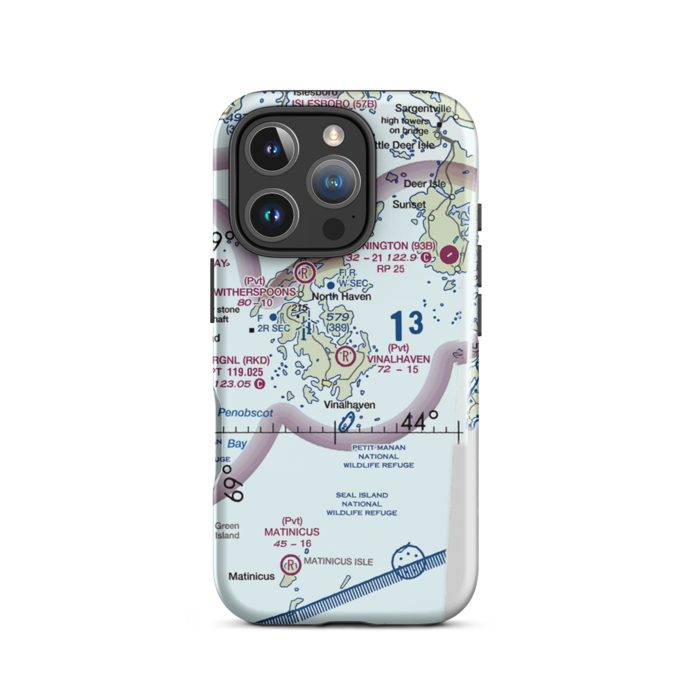 Vinalhaven Airport (ME55) VFR Sectional  Tough iPhone Case iPhone 16 Pro model shown