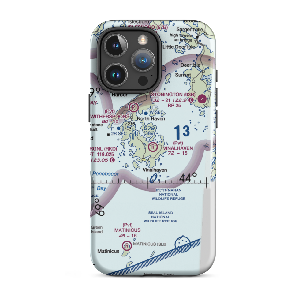 Vinalhaven Airport (ME55) VFR Sectional  Tough iPhone Case iPhone 16 Pro Max model shown