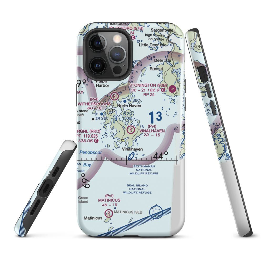 Vinalhaven Airport (ME55) VFR Sectional  Tough iPhone Case iPhone 12 Pro Max model shown