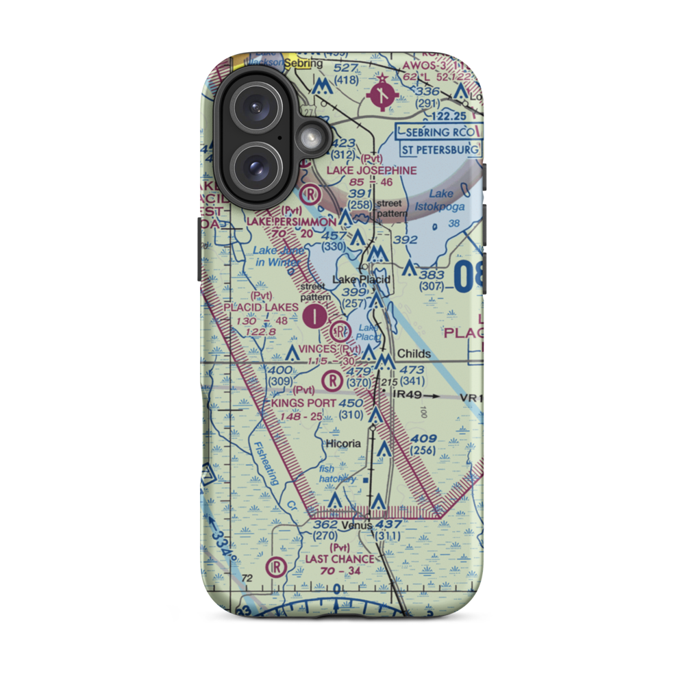 Vince's Condominium Association Airport (FA60) VFR Sectional  Tough iPhone Case iPhone 16 Plus model shown