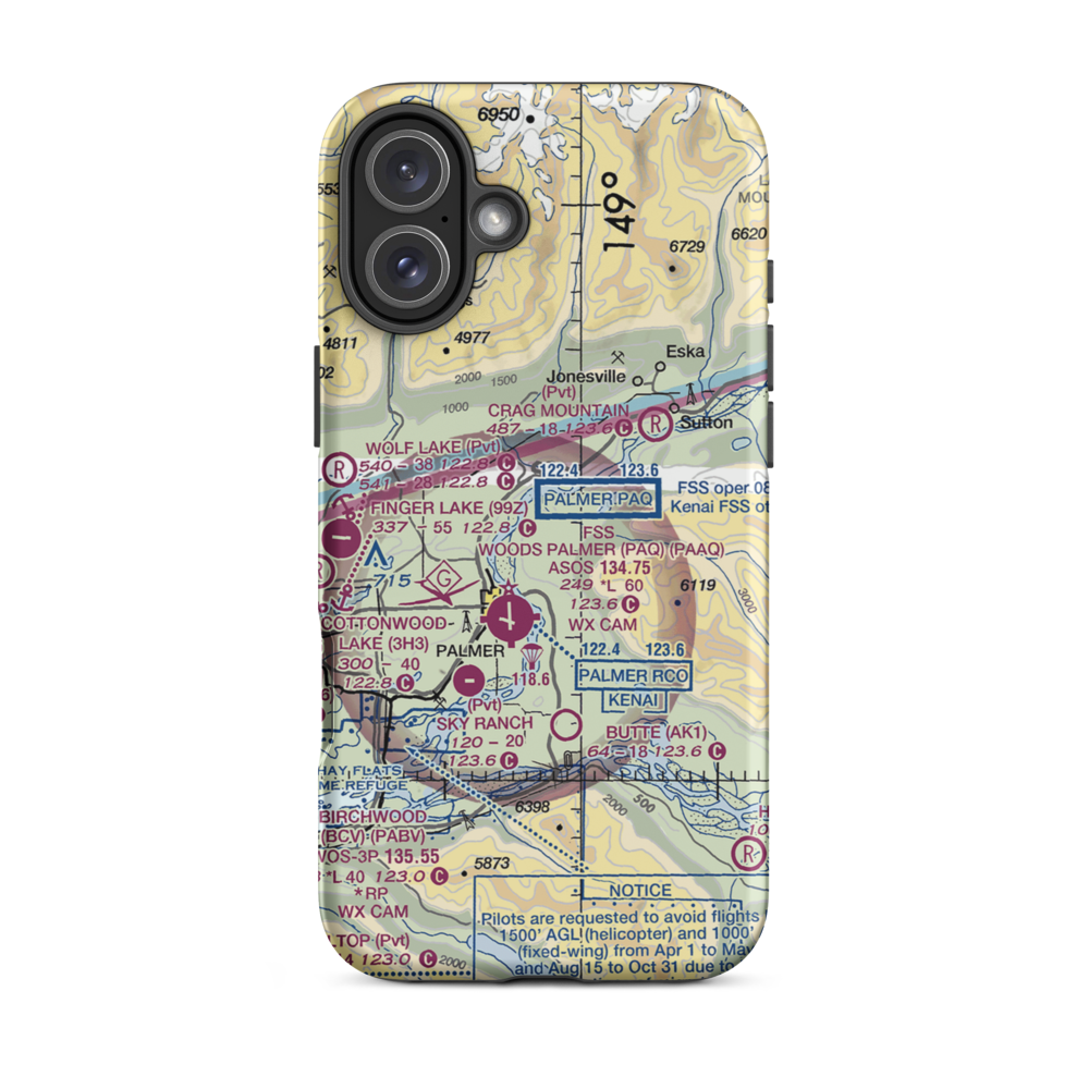 Vinduska Airport (7AK9) VFR Sectional  Tough iPhone Case iPhone 16 Plus model shown