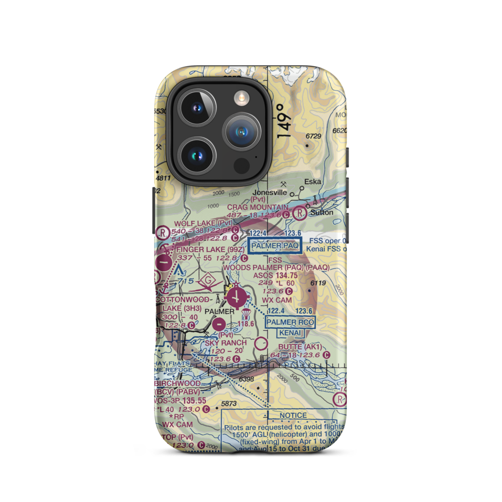 Vinduska Airport (7AK9) VFR Sectional  Tough iPhone Case iPhone 16 Pro model shown