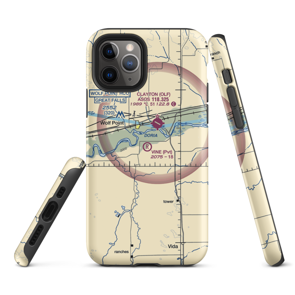 Vine Airport (MT80) VFR Sectional  Tough iPhone Case iPhone 11 Pro model shown