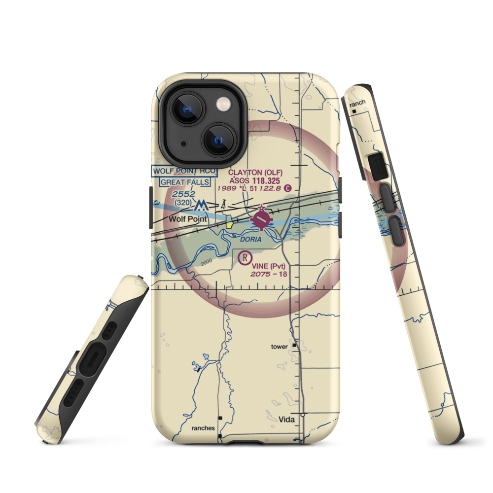 Vine Airport (MT80) VFR Sectional  Tough iPhone Case iPhone 14 model shown