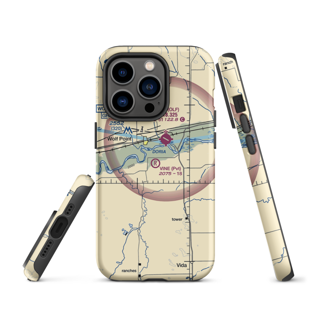Vine Airport (MT80) VFR Sectional  Tough iPhone Case iPhone 14 Pro model shown