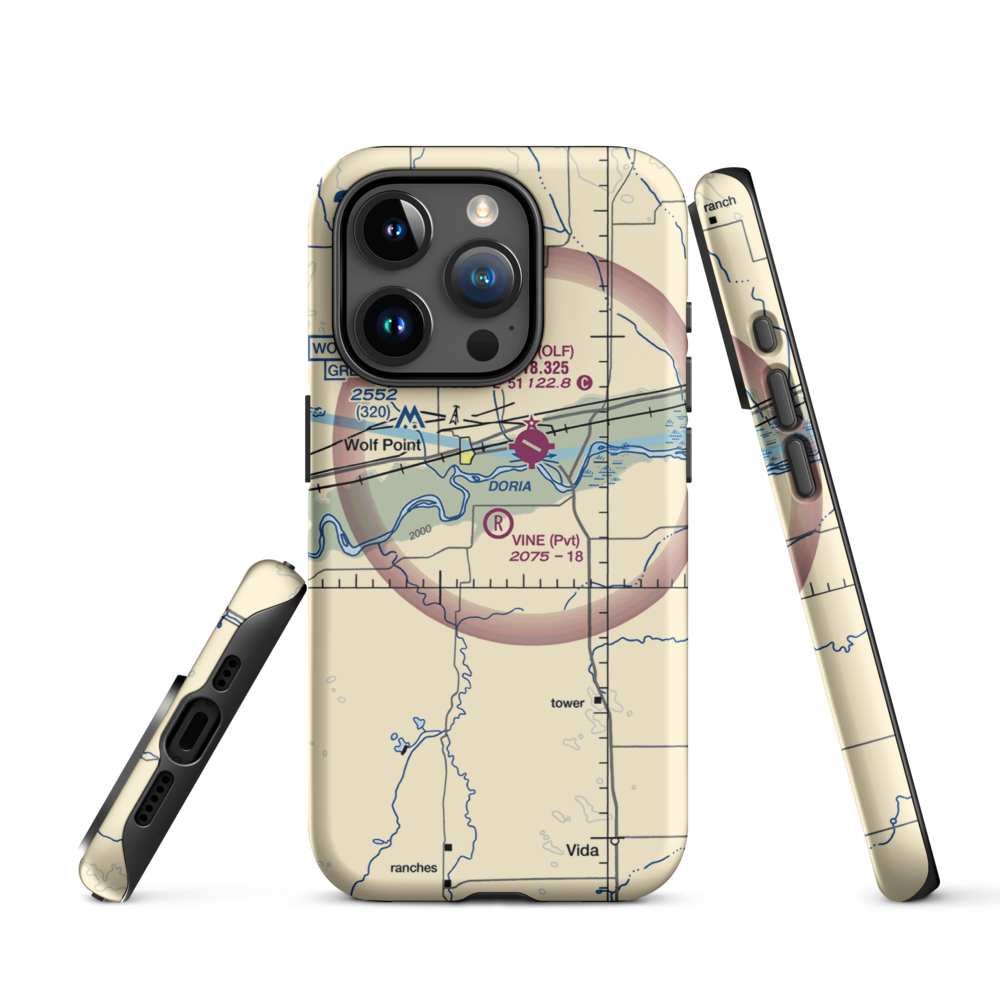 Vine Airport (MT80) VFR Sectional  Tough iPhone Case iPhone 15 Pro model shown