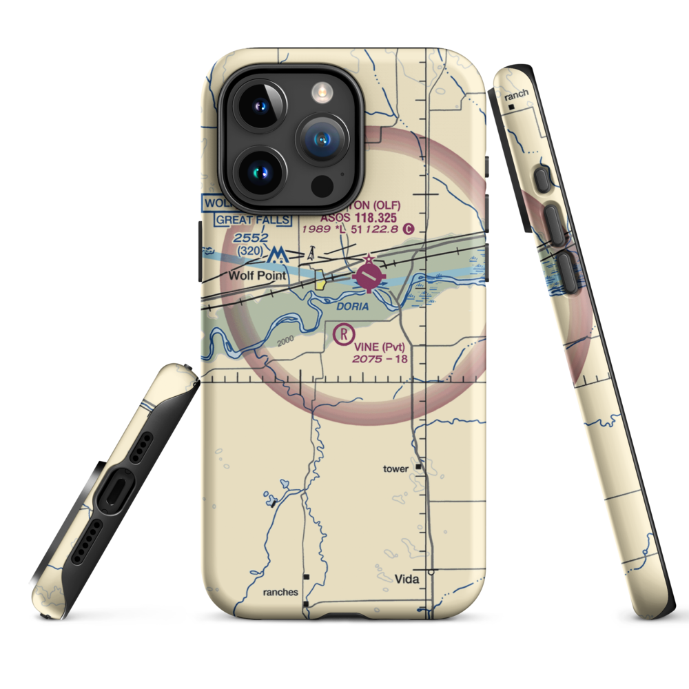 Vine Airport (MT80) VFR Sectional  Tough iPhone Case iPhone 15 Pro Max model shown